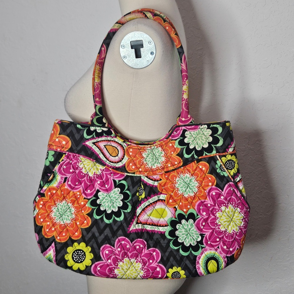 Vera Bradley Glenna Satchel Ziggy Zinnia Quilted Floral Shoulder Bag Retired